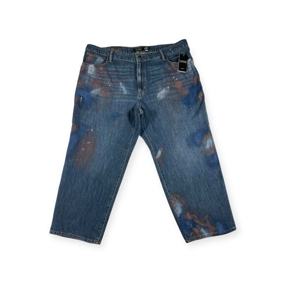 Lauren Ralph Lauren High-Rise Relaxed Crop Blue Denim Jeans Atlas Wash - Picture 8 of 8